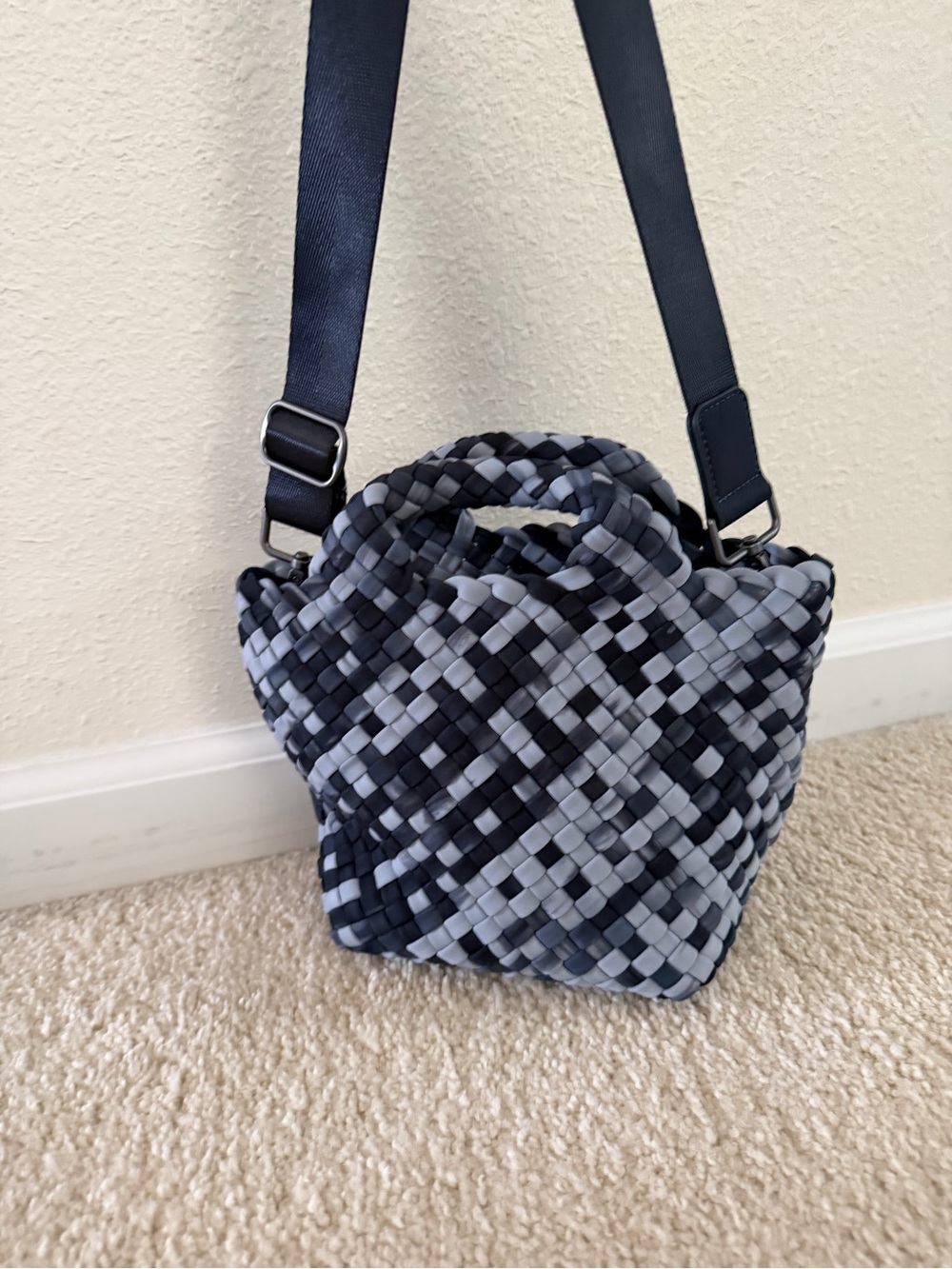 Naghedi Black & Blue Woven Petit St. Barths Bag
